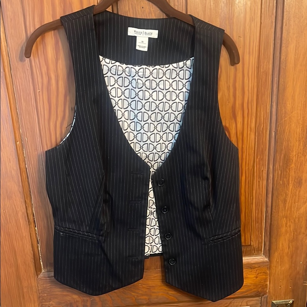 White House Black Market Black Striped Vest